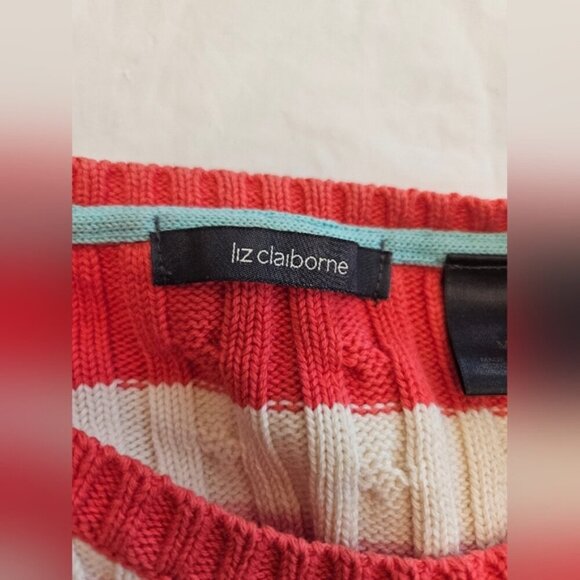 Liz Claiborne Pink Striped Knit Sweater. Size M - Picture 4 of 6